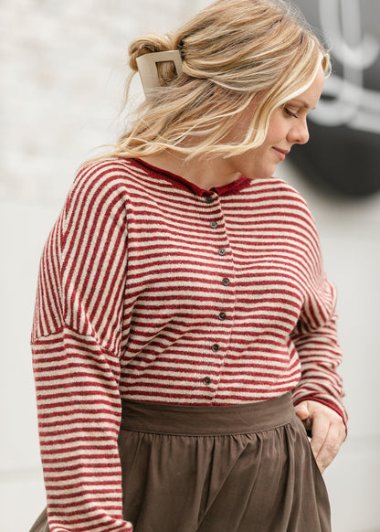 Stripe Knit Drop Shoulder Cardigan FF Layering Essentials