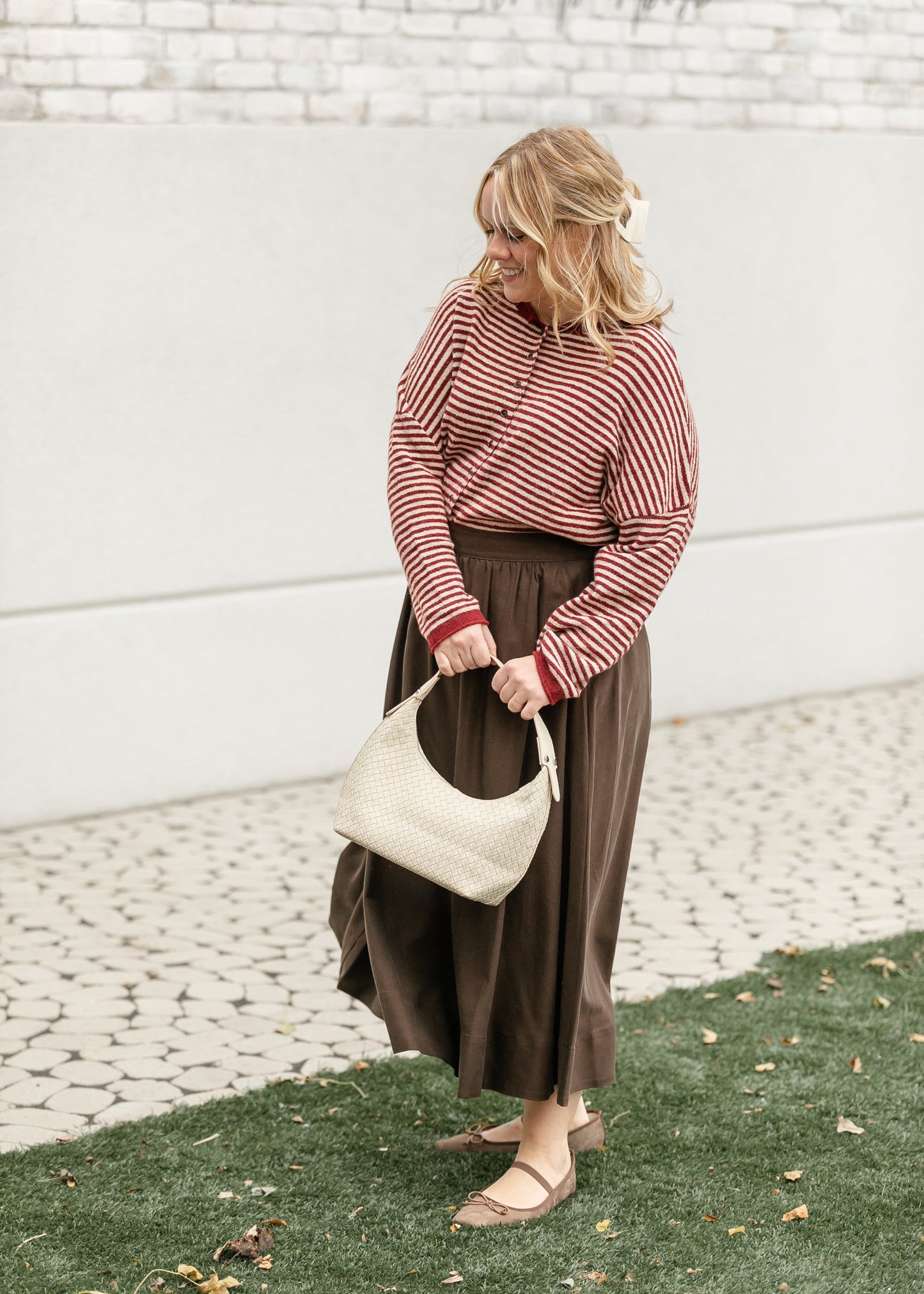 Stripe Knit Drop Shoulder Cardigan FF Layering Essentials