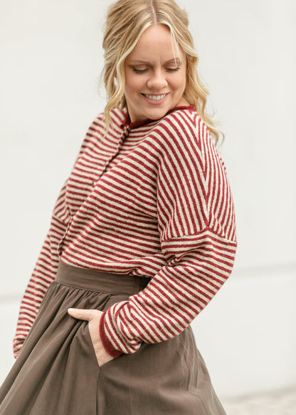 Stripe Knit Drop Shoulder Cardigan FF Layering Essentials