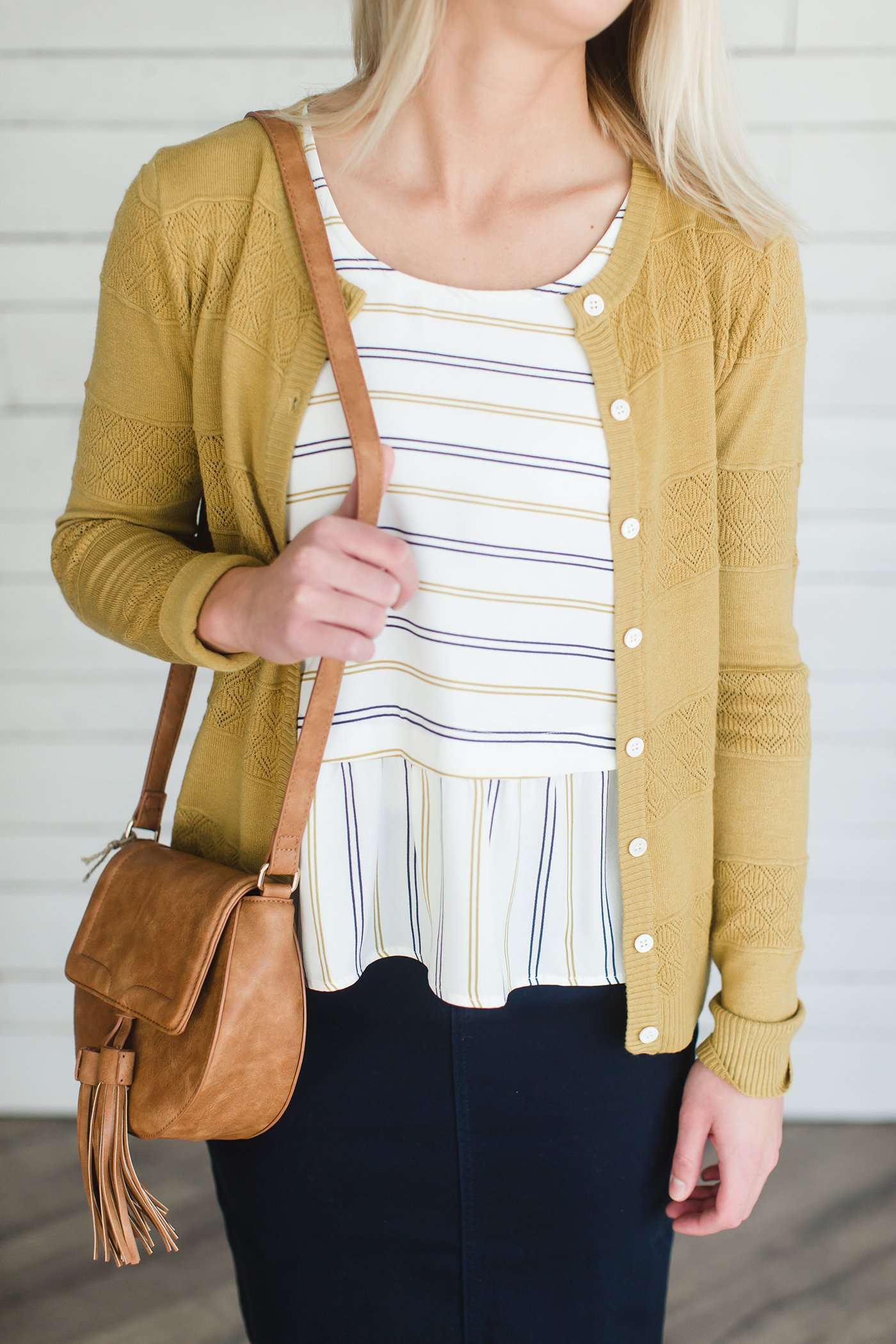 Stripe Peplum Zipper Tank Tops