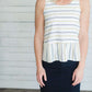 Stripe Peplum Zipper Tank Tops