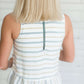 Stripe Peplum Zipper Tank Tops