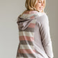 Striped Back Zip Up Hooded Sweatshirt - FINAL SALE Tops