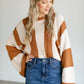 Striped Bell Sleeve Knit Sweater FF Tops