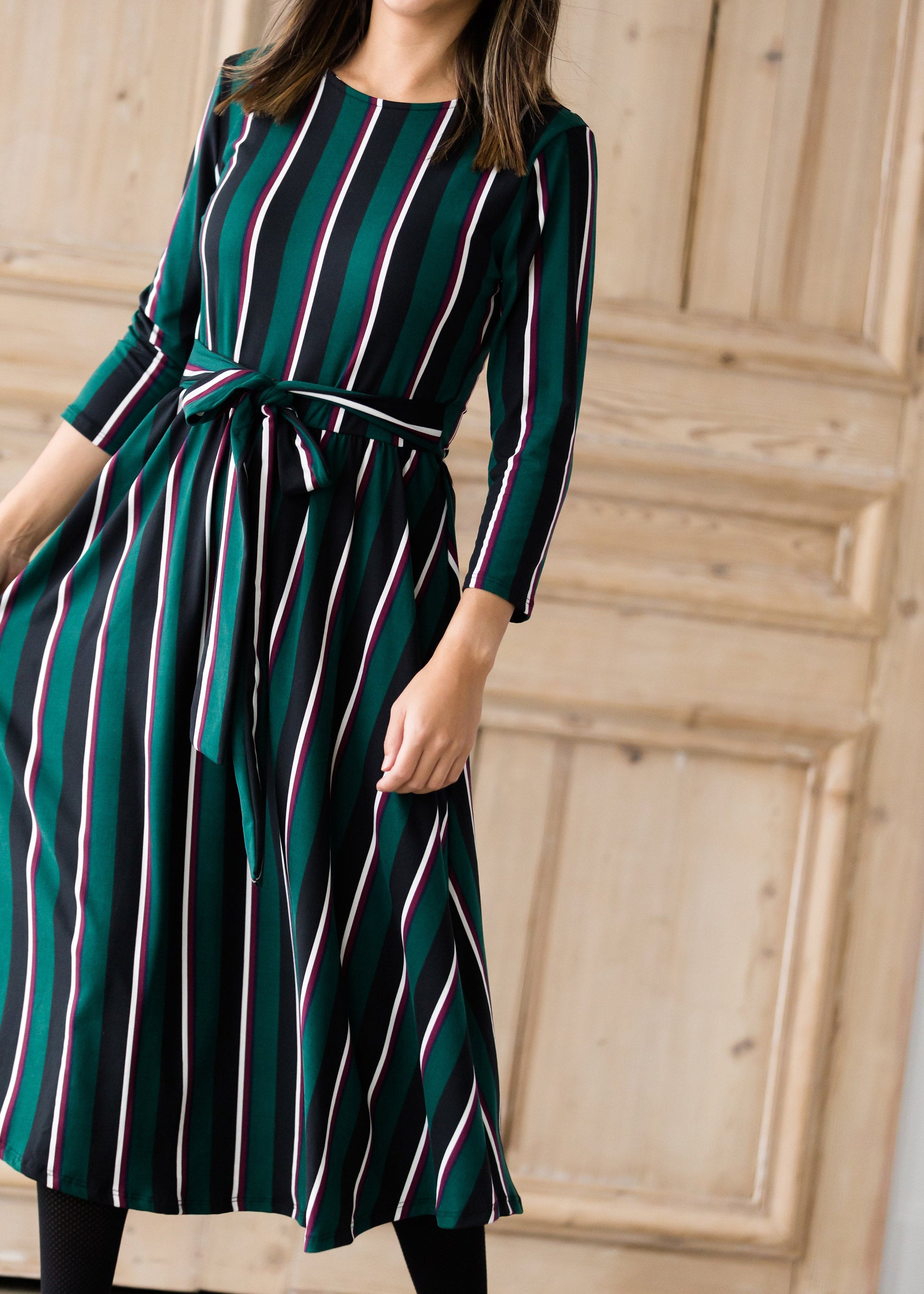Striped Bow Midi Dress - Final Sale Dresses