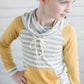 Striped Color Block Cowl Neck Girls