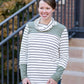 Striped Contrast Cowl Neck Top Tops