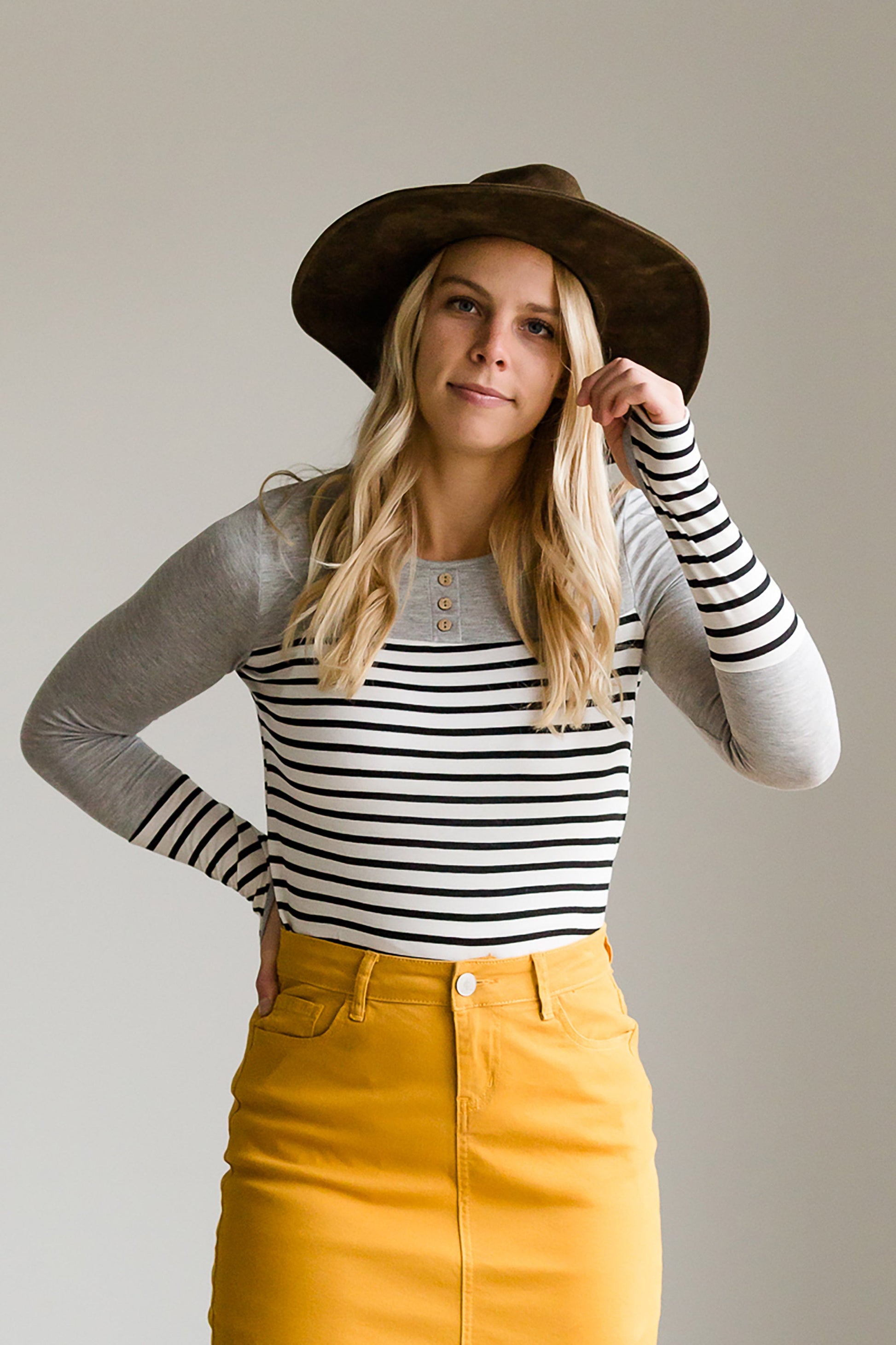 Striped Contrast Sleeve Top - FINAL SALE Tops