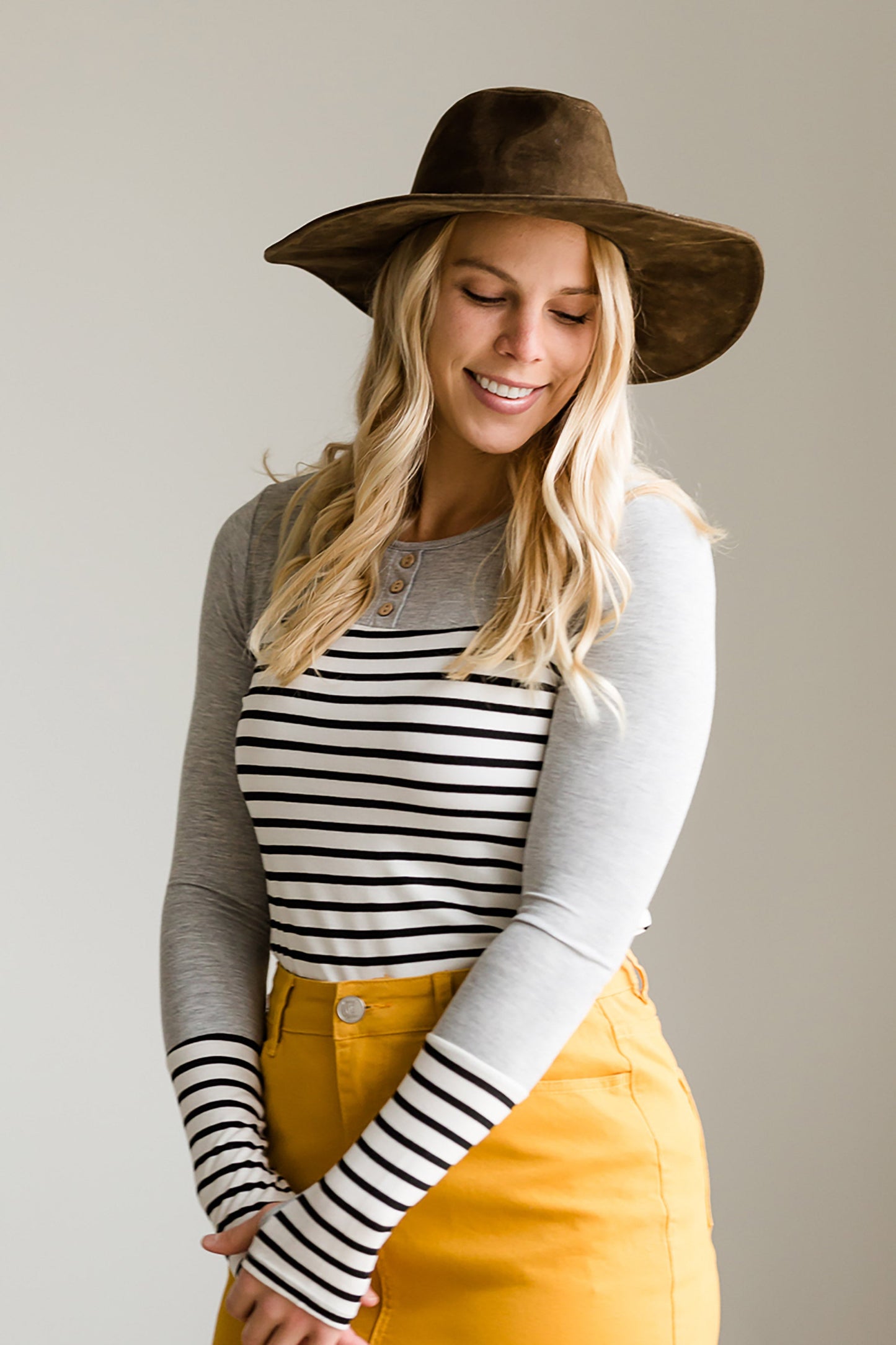 Striped Contrast Sleeve Top - FINAL SALE Tops