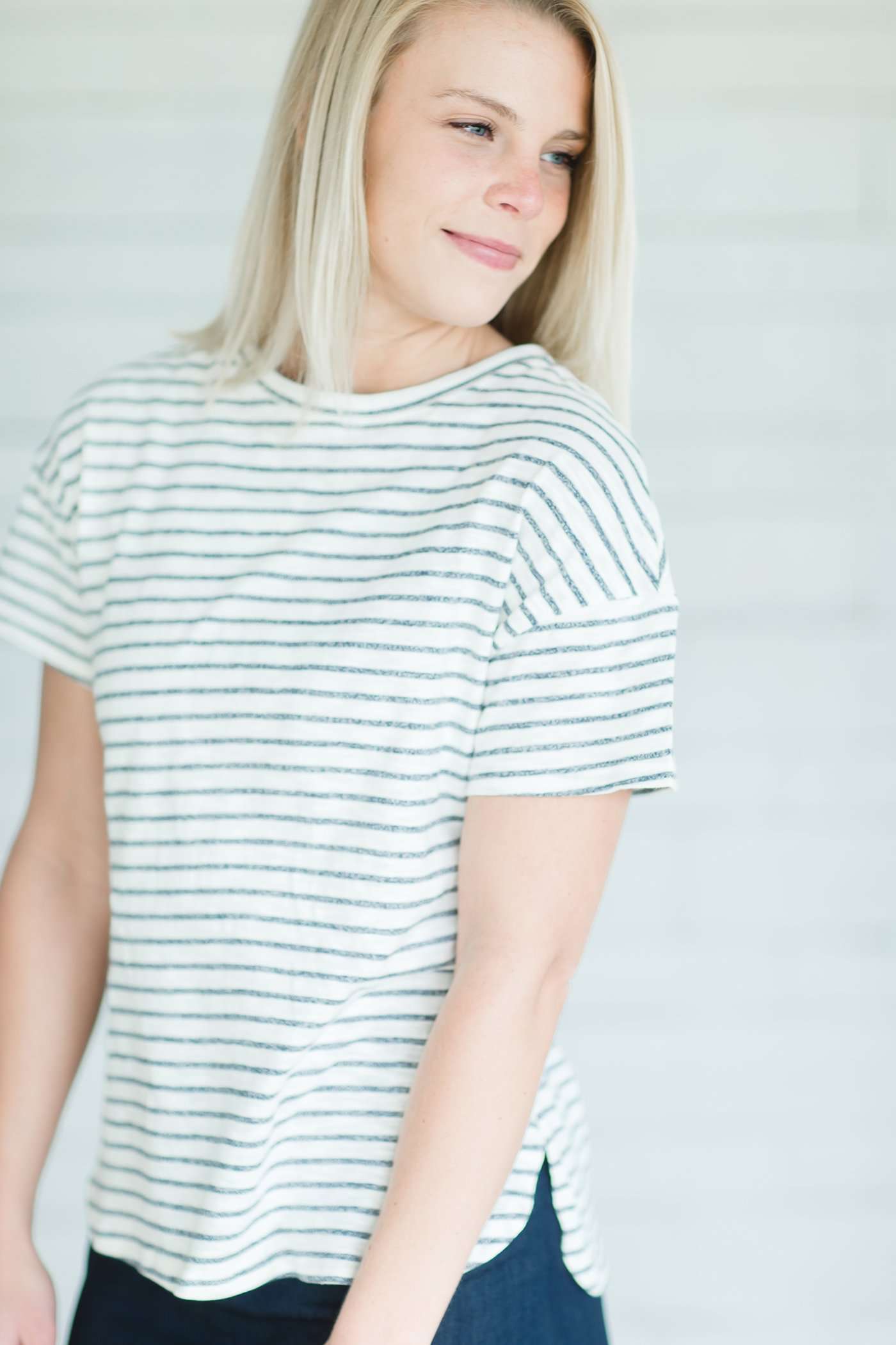 Striped Detail Tee Tops