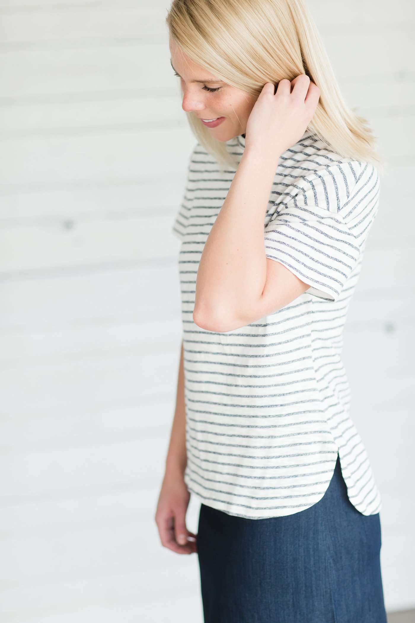 Striped Detail Tee Tops