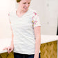 Striped Floral Accent Tee-FINAL SALE Tops