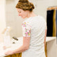 Striped Floral Accent Tee-FINAL SALE Tops