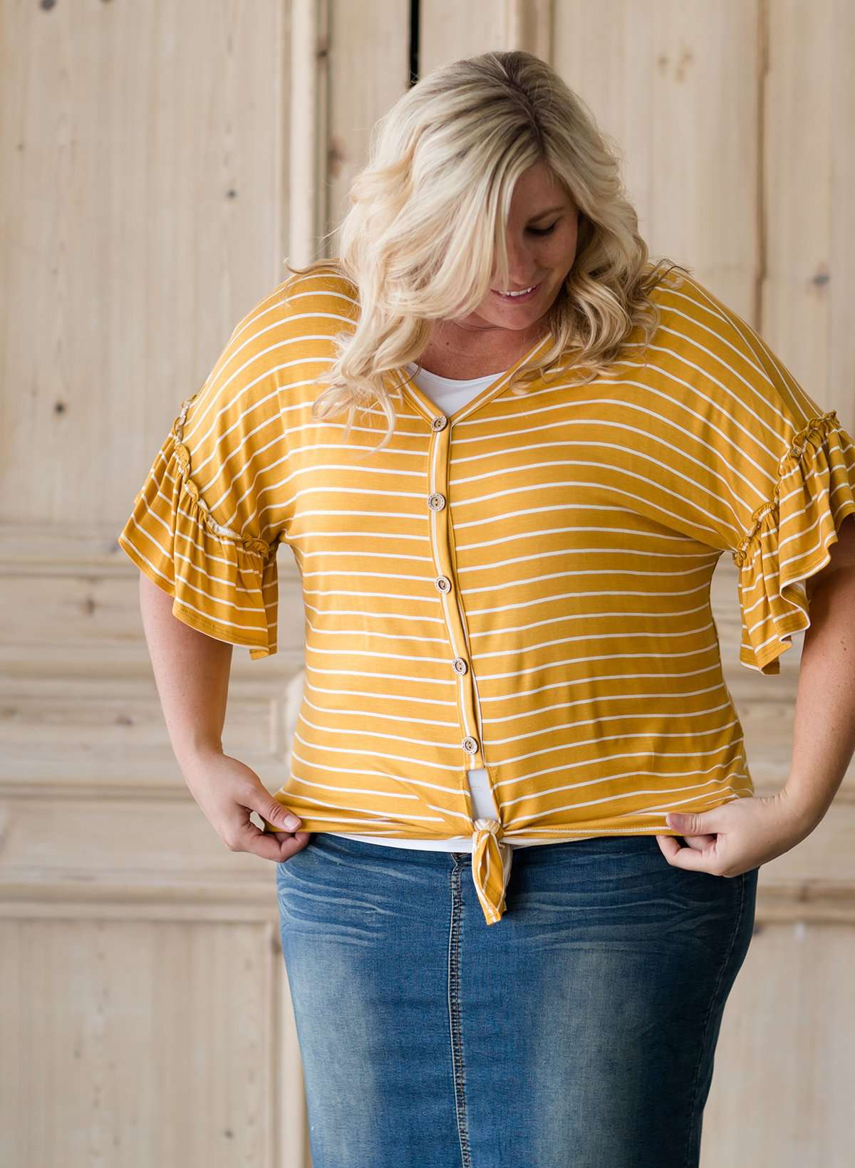 Striped Front Tie Top - FINAL SALE Tops