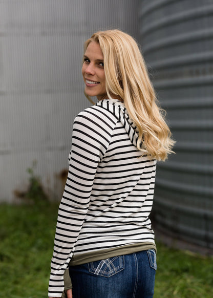Striped Hooded Pullover Top - FINAL SALE Tops