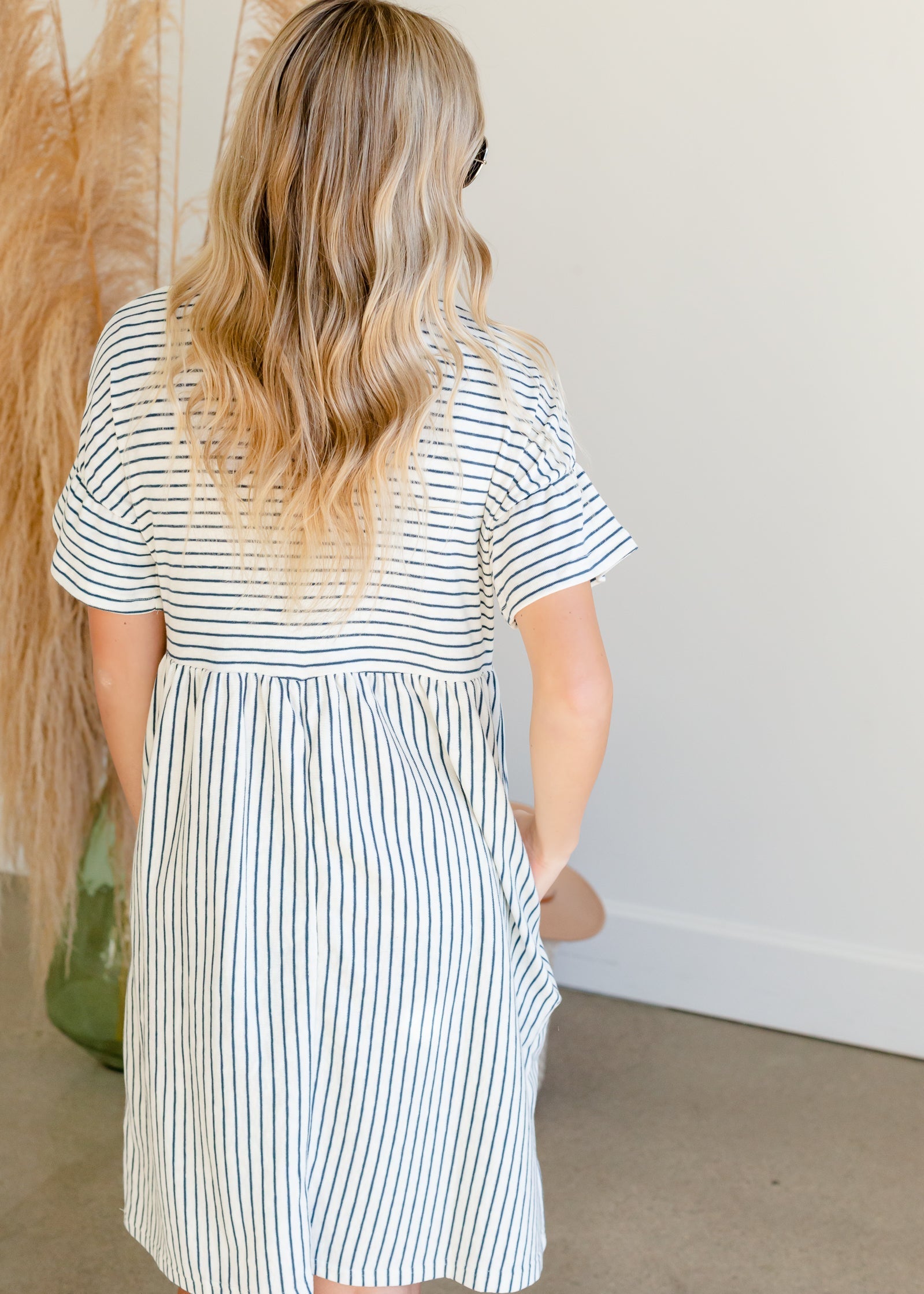 Striped Knit Flutter Sleeve Midi Dress - FINAL SALE Dresses