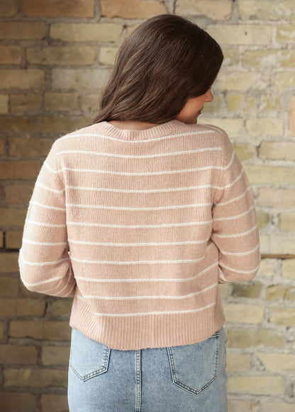 Striped Knit Peach Cardigan FF Layering Essentials