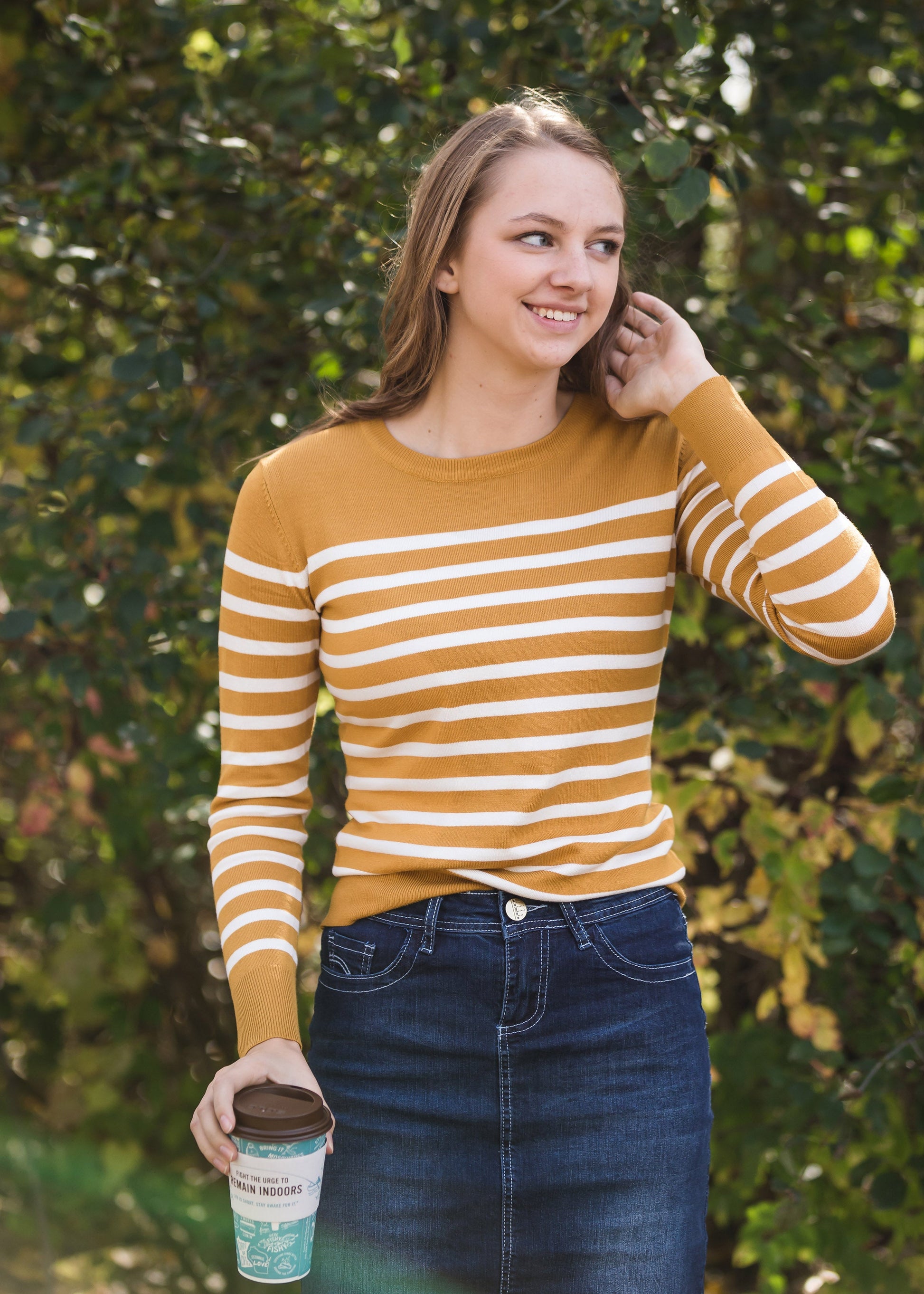 Striped Knit Pullover Sweater - FINAL SALE Tops