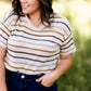 Striped Light Knit Tee - FINAL SALE Tops Brown / S