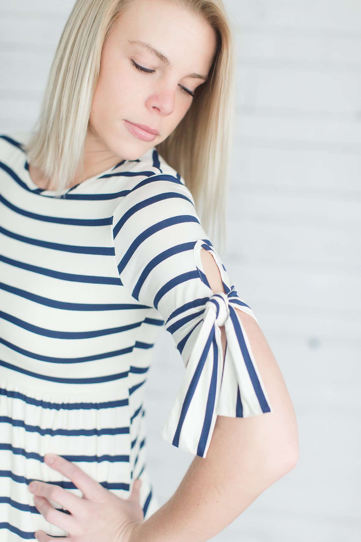 Striped Midi Dress | Tie Sleeve Dresses