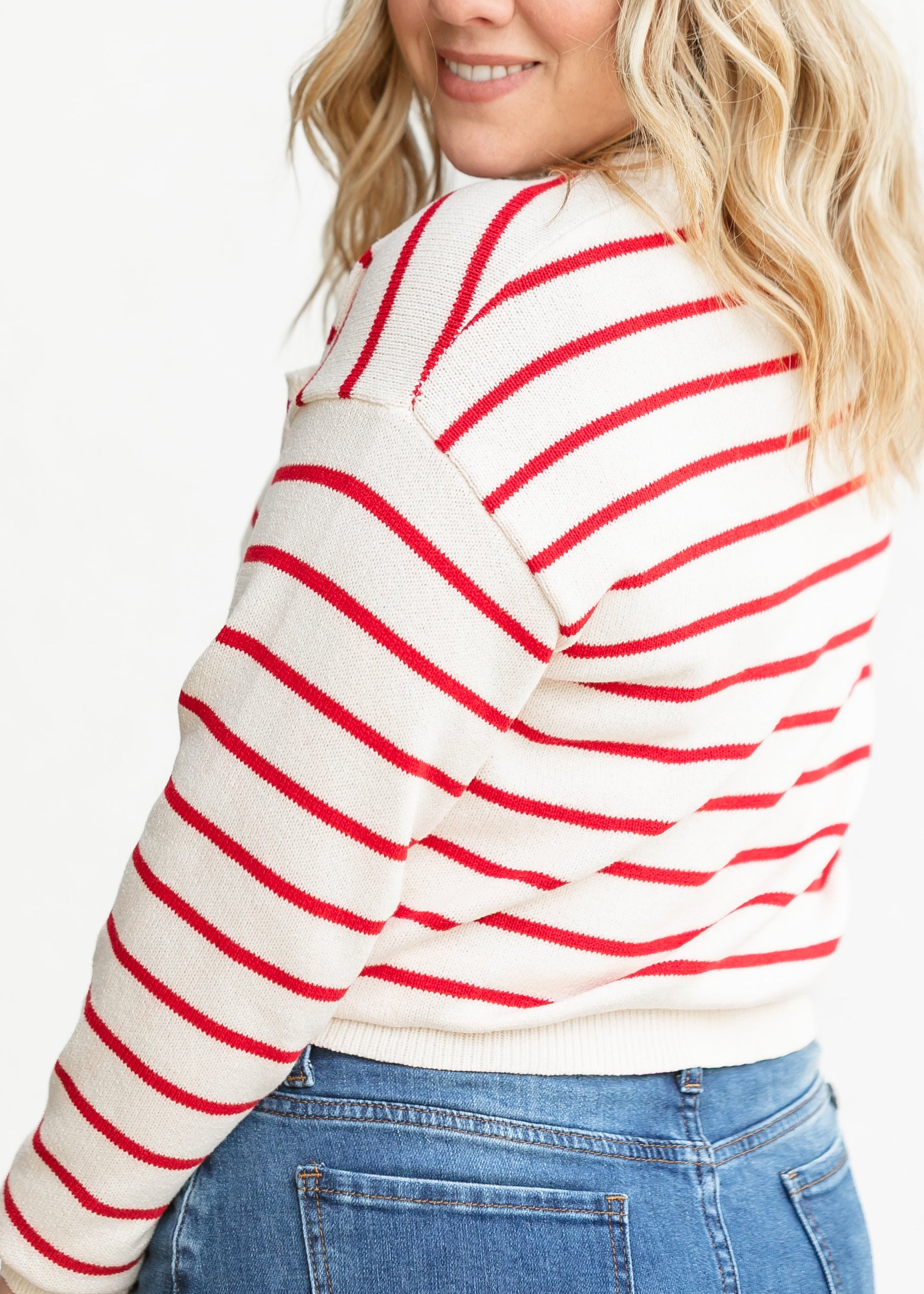 Striped Raglan Pocket Sweater FF Tops