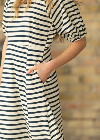 Striped Ribbed Midi Dress FF Dresses