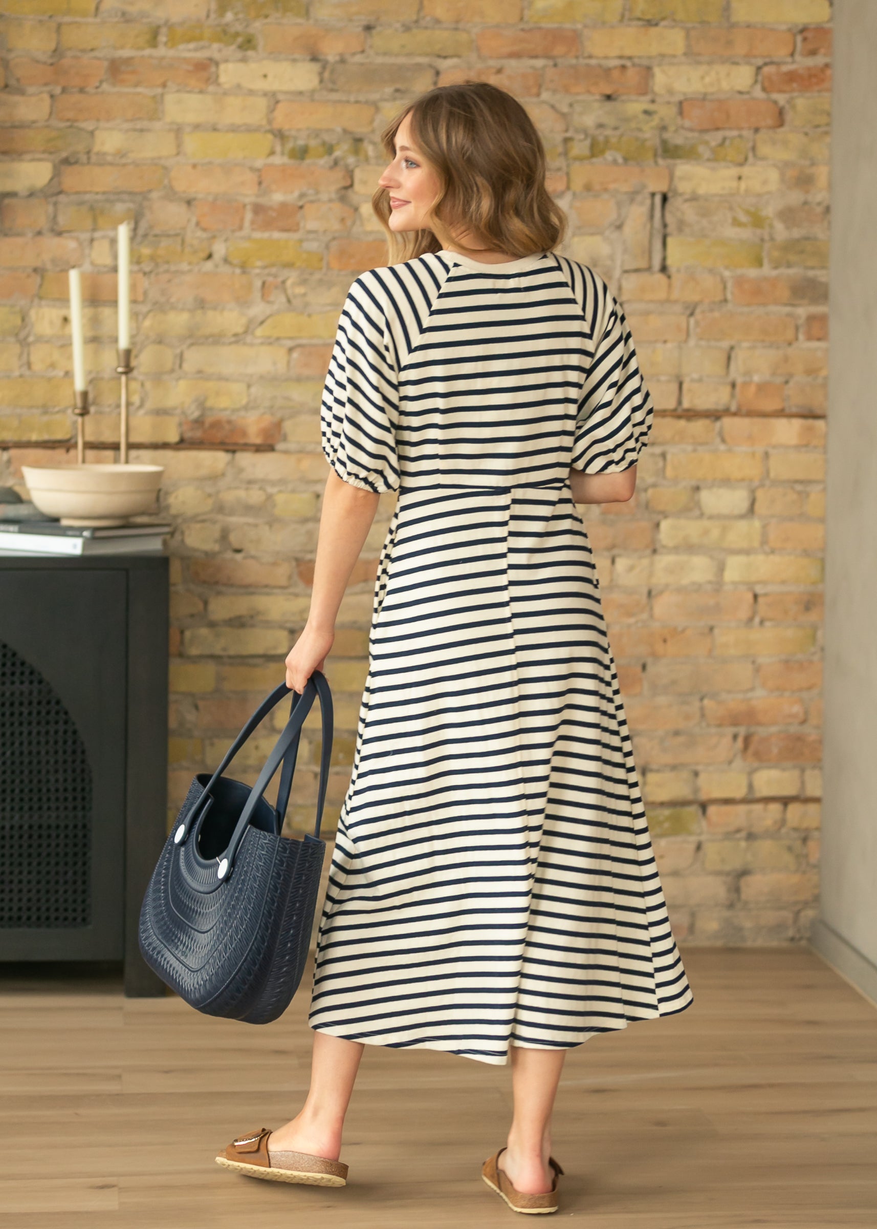 Striped Ribbed Midi Dress FF Dresses
