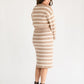 Striped Ribbed Sweater Skirt Set FF Tops