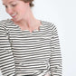 Striped Scallop Neck Top Tops