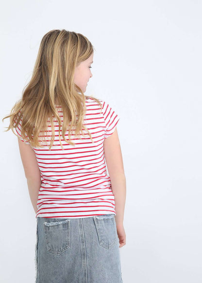 Striped Scallop Style Top Tops