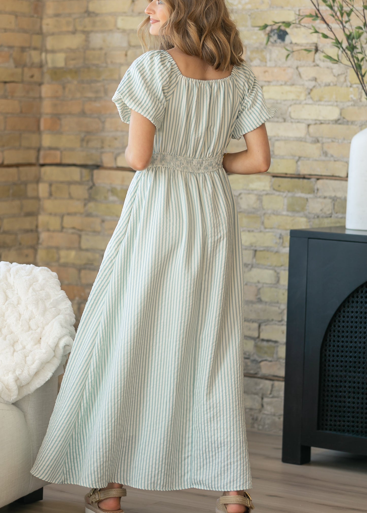 Striped Smocked Sweetheart Maxi Dress FF Dresses