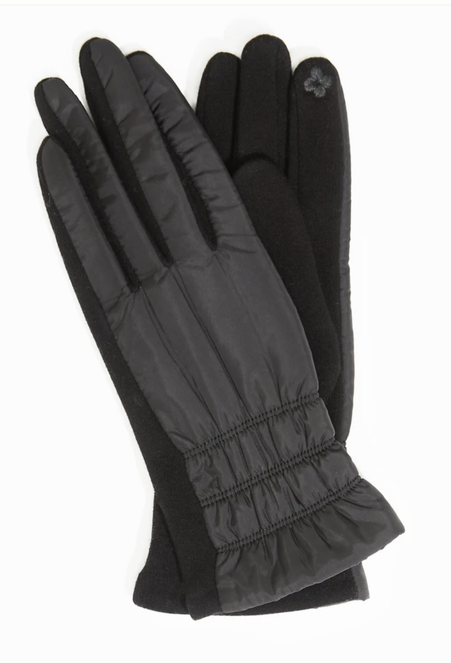Striped Stitch Black Puffer Touch Screen Gloves Accessories