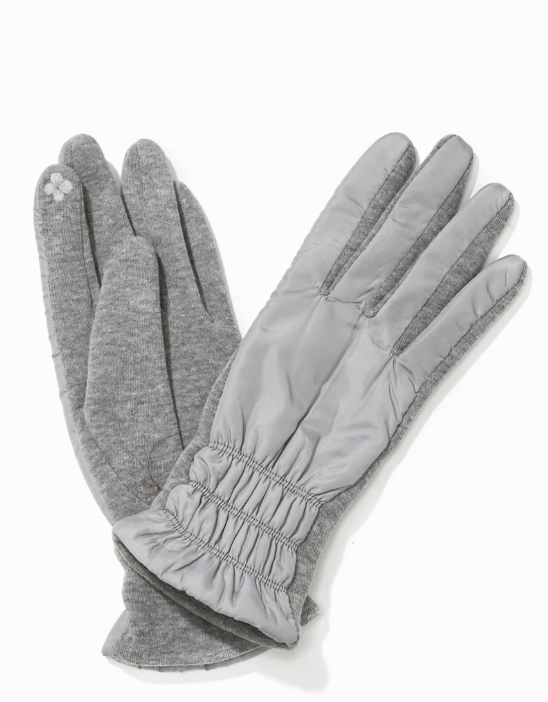 Striped Stitch Gray Puffer Touch Screen Gloves - FINAL SALE Accessories