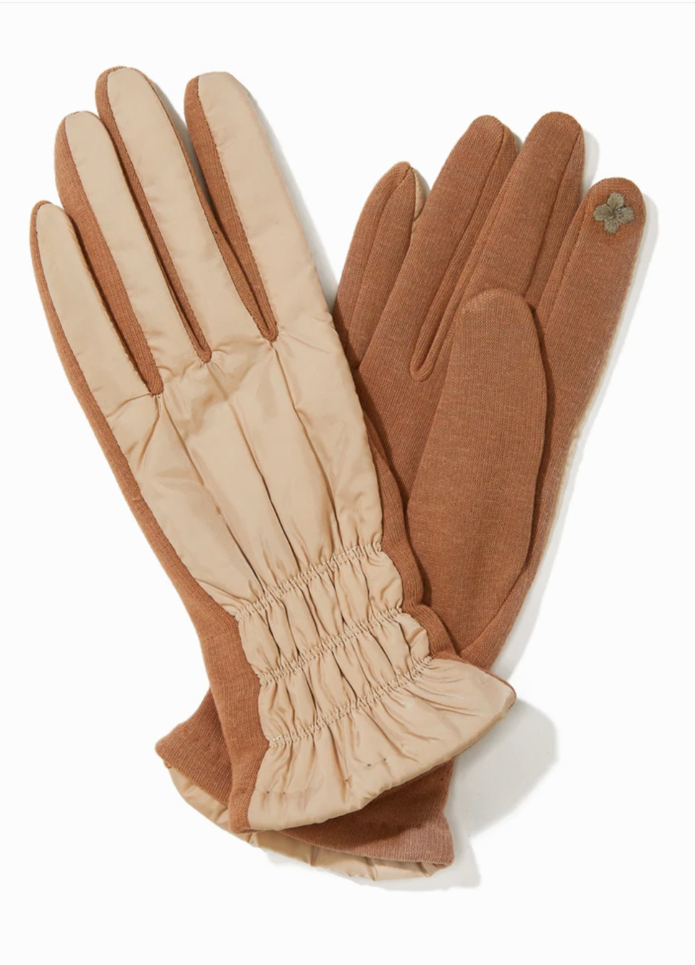 Striped Stitch Tan Puffer Touch Screen Gloves - FINAL SALE Accessories