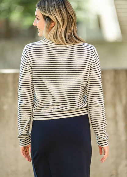 Striped Sweater Long Sleeve Top FF Tops