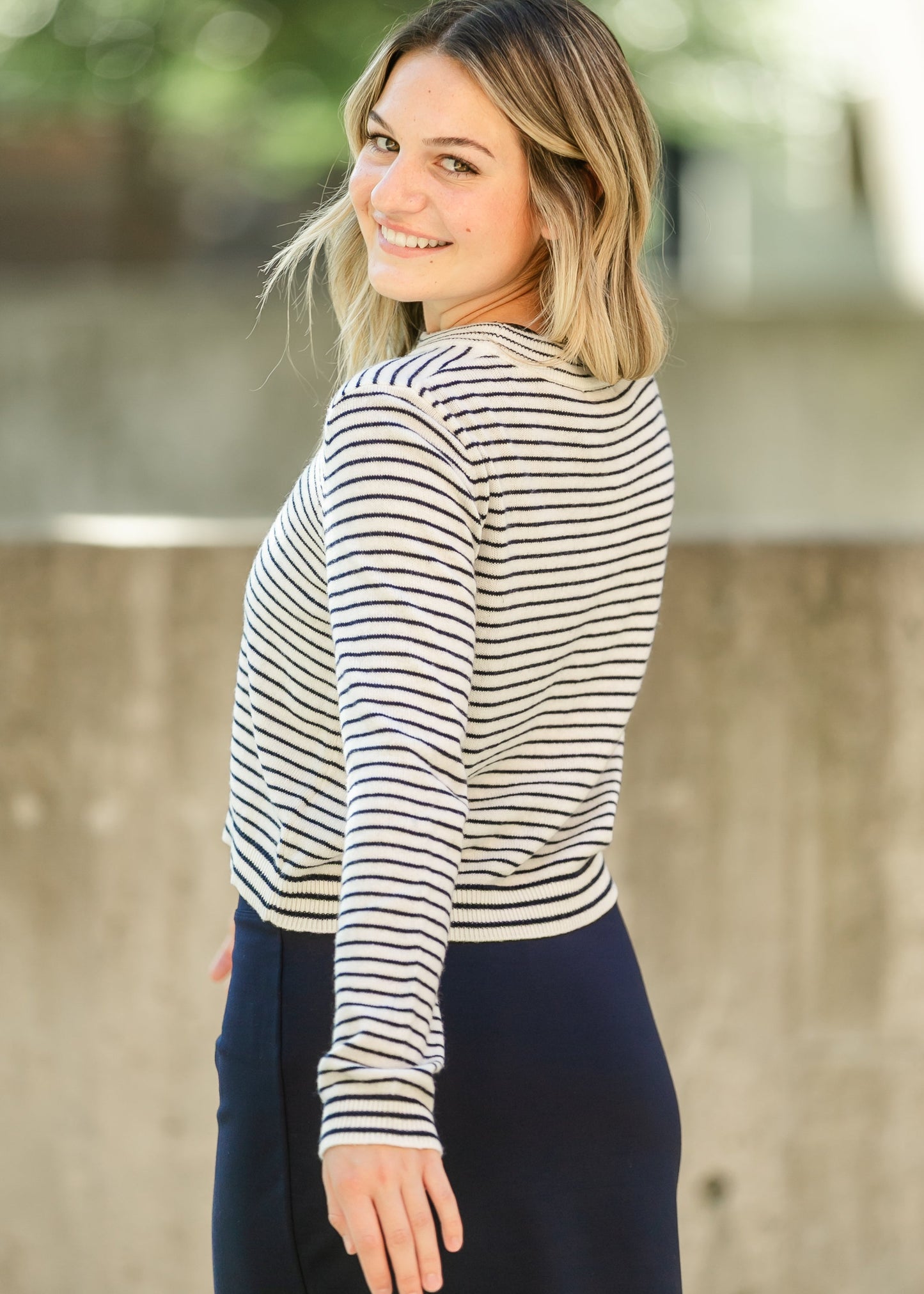 Striped Sweater Long Sleeve Top FF Tops