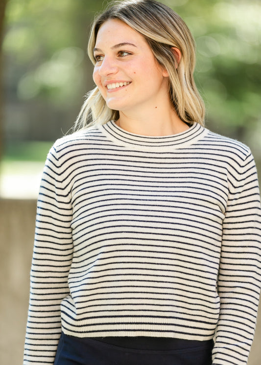 Striped Sweater Long Sleeve Top FF Tops