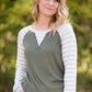 Striped Waffle Knit Raglan Top - FINAL SALE Tops
