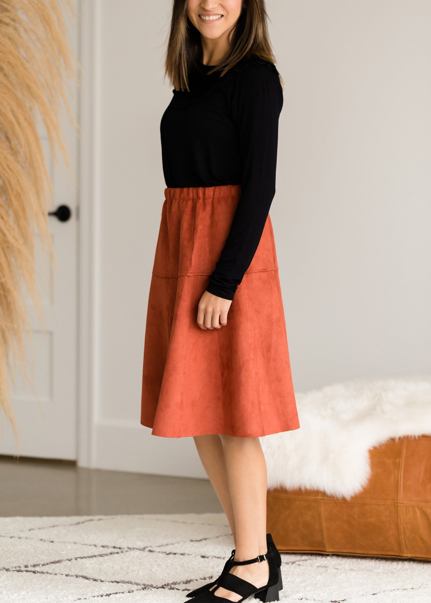 Suede A-Line Midi Skirt - FINAL SALE Skirts