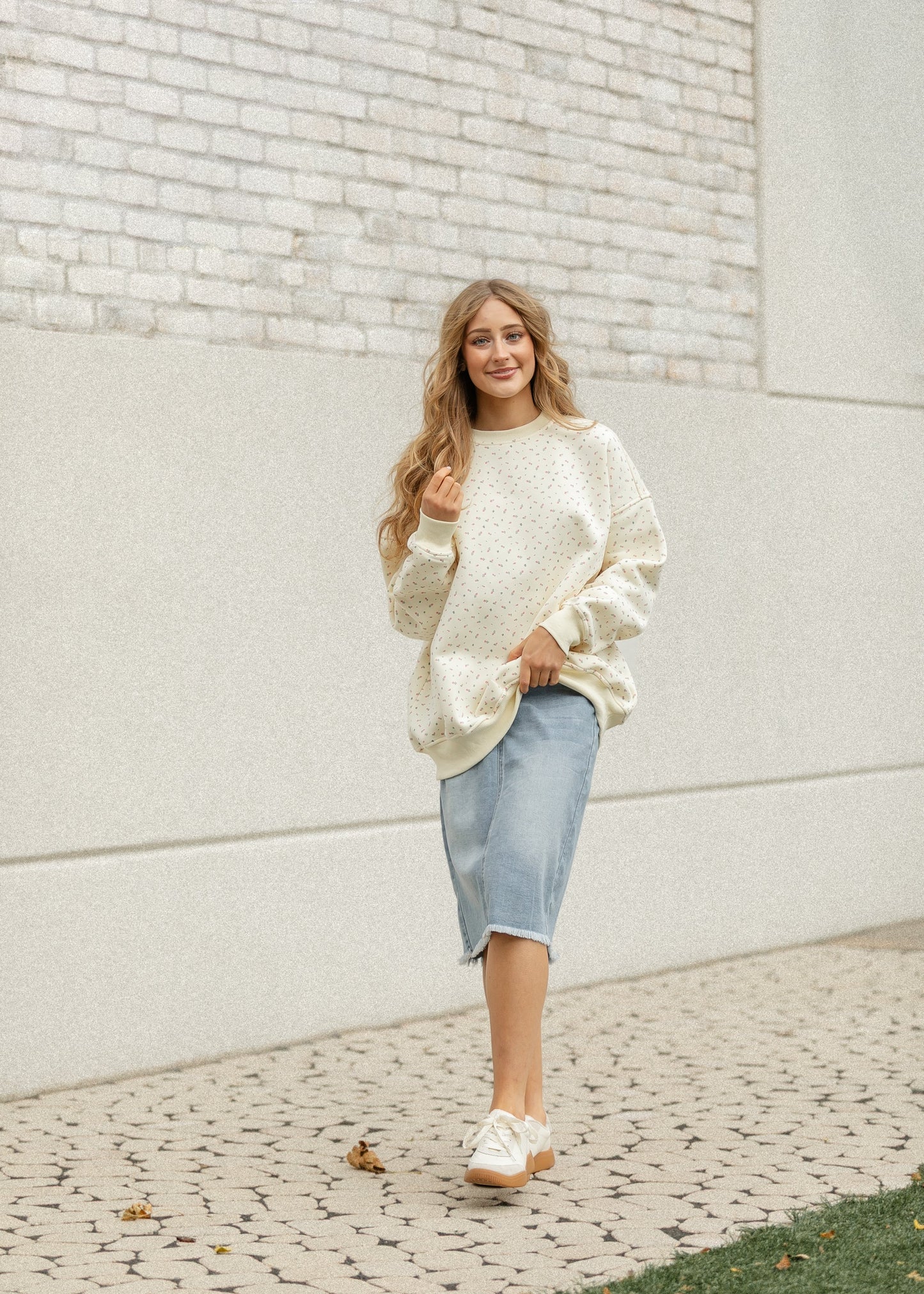 Sunkissed Cream Floral Pullover Sweatshirt FF Tops