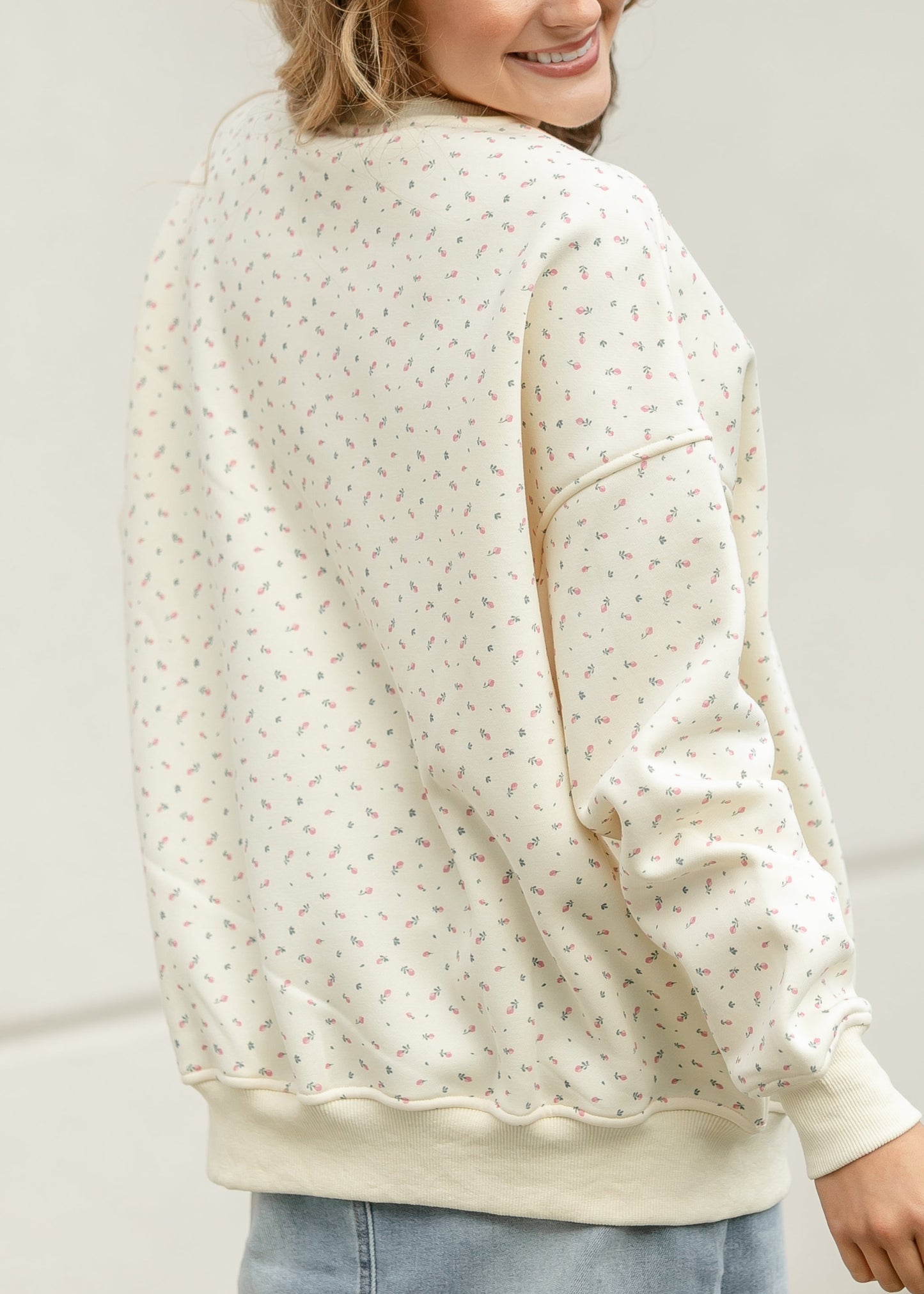 Sunkissed Cream Floral Pullover Sweatshirt FF Tops