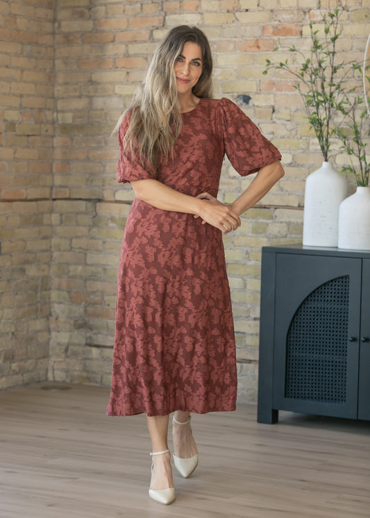 Super Soft Mulberry Floral Midi Dress FF Dresses