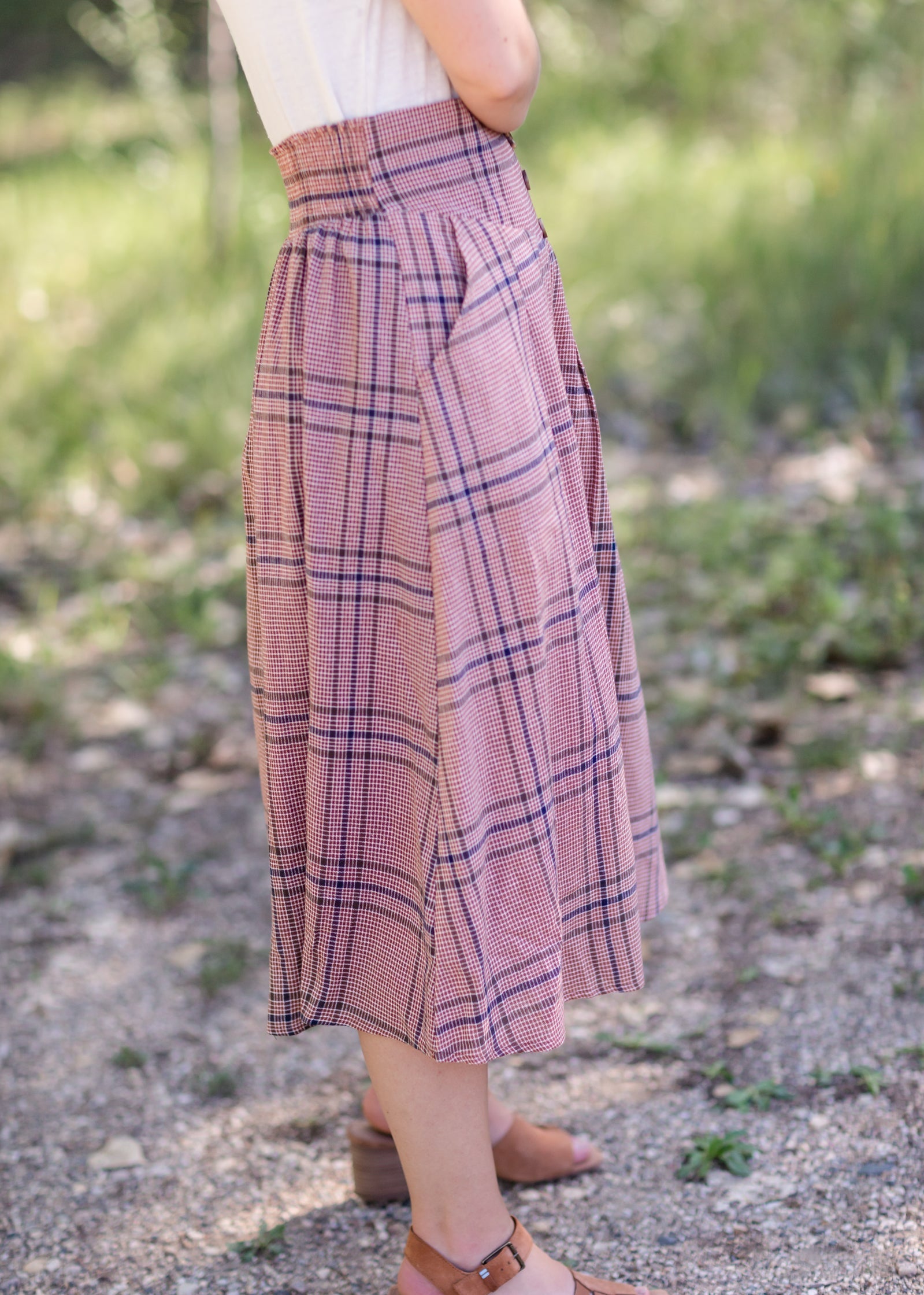 Susie Plaid A-Line Midi Skirt - FINAL SALE IC Skirts