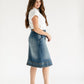 Sutton Side Zip A-line Denim Midi Skirt IC Skirts