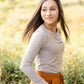 Tan Long Sleeve Round Neck Layering Tee - FINAL SALE Tops