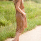 Tan Printed Midi Dress Dresses