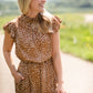 Tan Printed Midi Dress Dresses