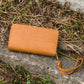 Tan Stitched Double Zipper Wallet Accessories