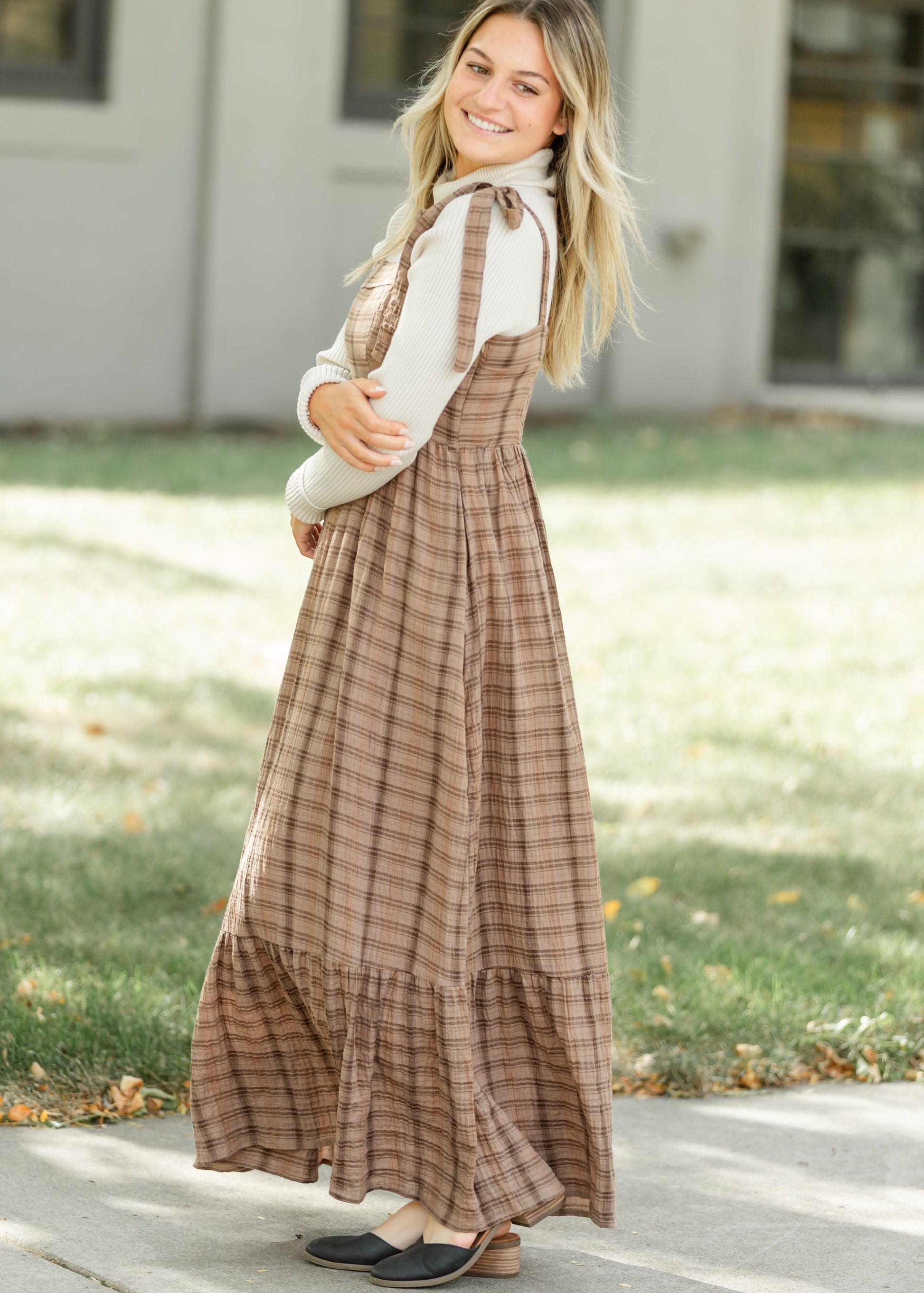 Tartan Plaid Cotton Maxi Dress FF Dresses