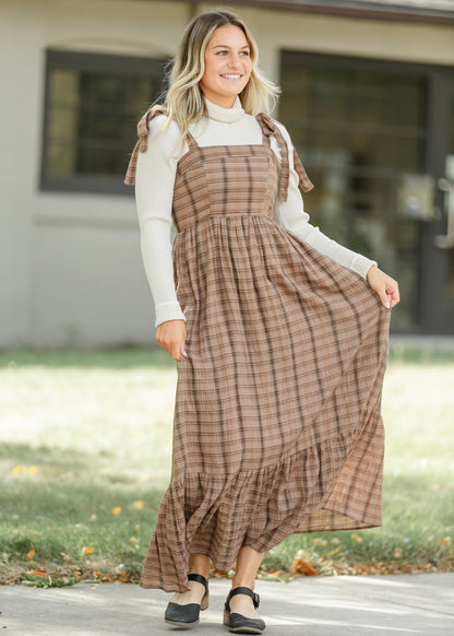 Tartan Plaid Cotton Maxi Dress FF Dresses
